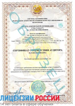 Образец сертификата соответствия аудитора №ST.RU.EXP.00014299-1 Новомосковск Сертификат ISO 14001